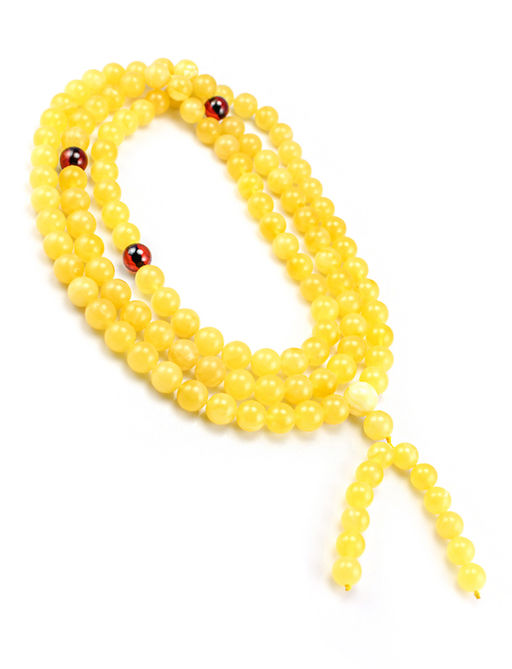 Длинные четки из натурального матового светло-медового янтаря