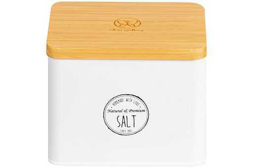 Ёмкость для соли 1,5 л 14*11*11 см SALT с бамбуковой крышкой, белая - Elan gallery фото 7