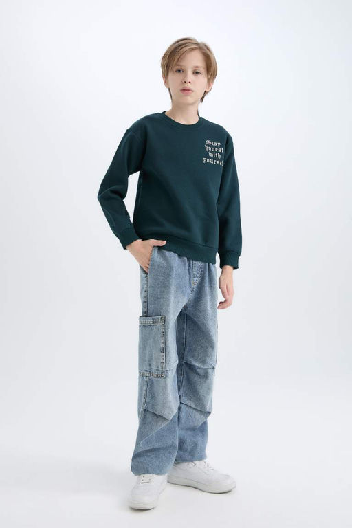 Толстовка с принтом для мальчиков с круглым вырезом - Defacto фото 2