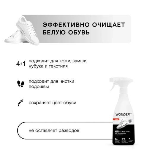Пена очиститель для обуви и кроссовок WONDER lab, 550мл