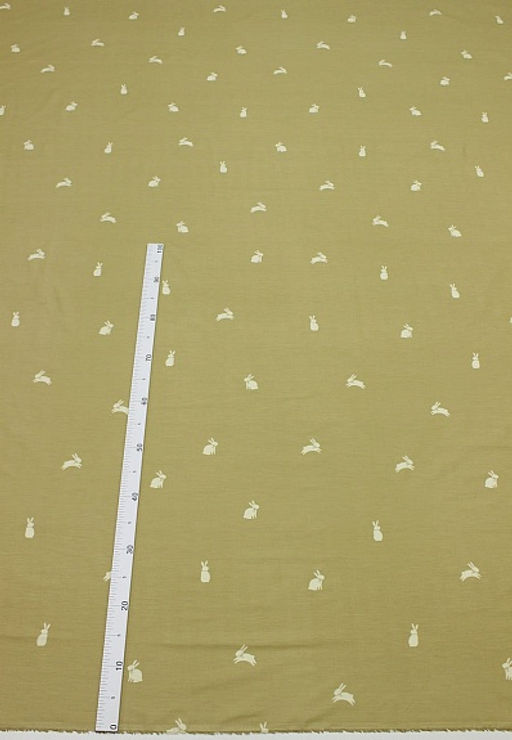 Сатин Зайка с бантиком цв.бежево-желтый, СОРТ2, ш.2.35м, хлопок-100%, 110гр/м.кв - Купава фото 2