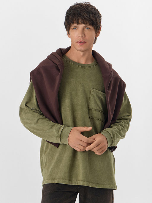 Лонгслив оверсайз мужской зеленый - Mark formelle фото 6