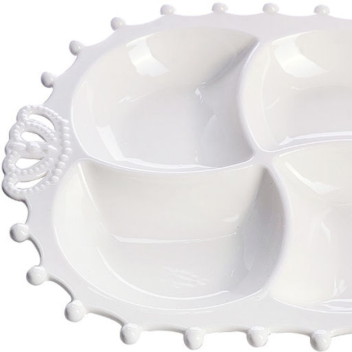 60014 Менажница 4 отдел.,Корона, фарфор LR (х12)