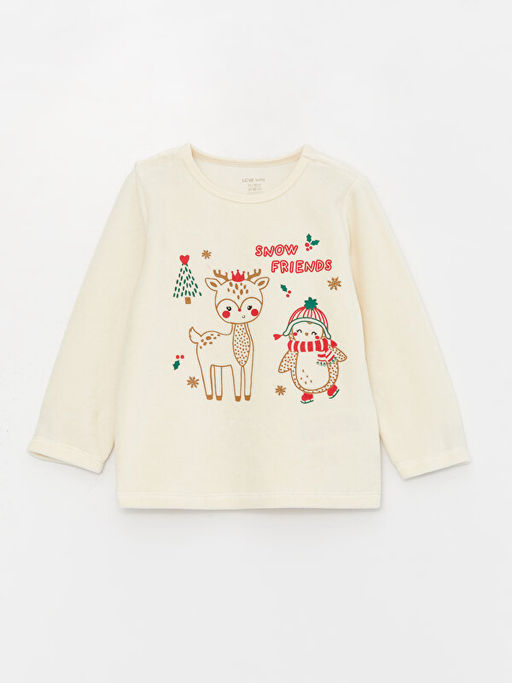 Y?lba?? Temal? Uzun Kollu Kadife K?z Bebek Pijama Tak?m