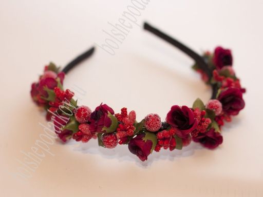 Ободки 1 см, пластик. с атласной тканью (20 шт) SF-1465, бордовый №101 - No name фото 2