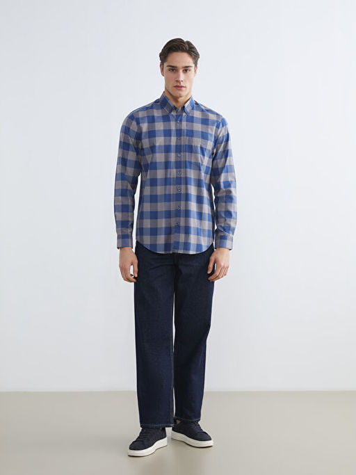 Regular Fit Ekose Poplin Erkek G?mlek