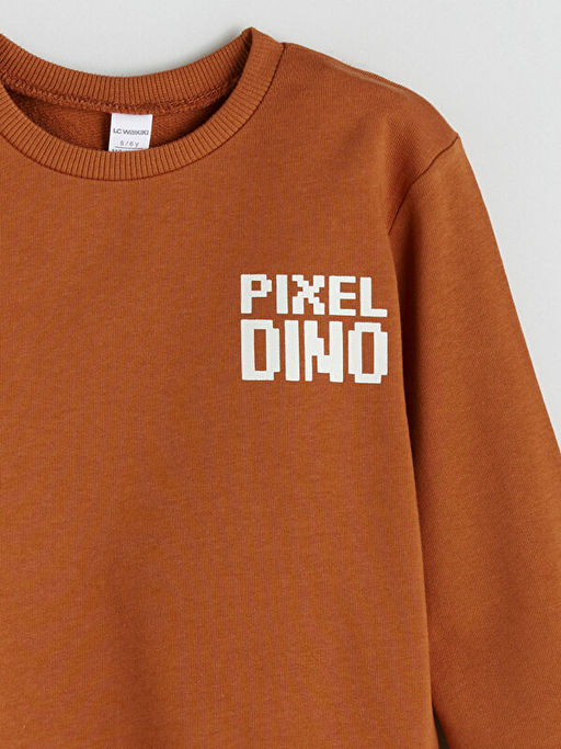 Bisiklet Yaka Bask?l? Erkek ?ocuk Sweatshirt 2li