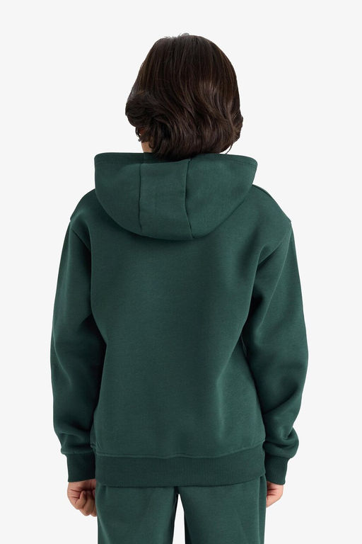 Kap__onlu Bask_l_ __i Yumu_ak T_yl_ Sweatshirt Erkek _ocuk - Defacto фото 5