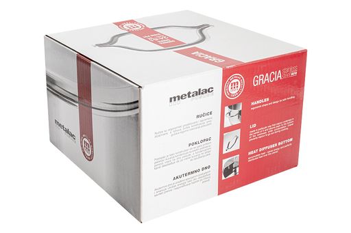 Кастрюля Грация, 24 см, 6,1 л, крышка металлическая - Metalac фото 5