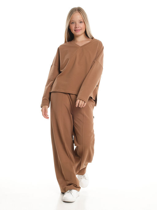 Брюки для девочки со строчкой 22-1565 шоколад - Mini maxi фото 30