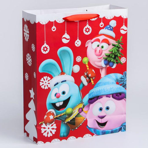 Пакет ламинированный вертикальный, 31 х 40 х 11 см С Новым годом!, Смешарики  фото 2