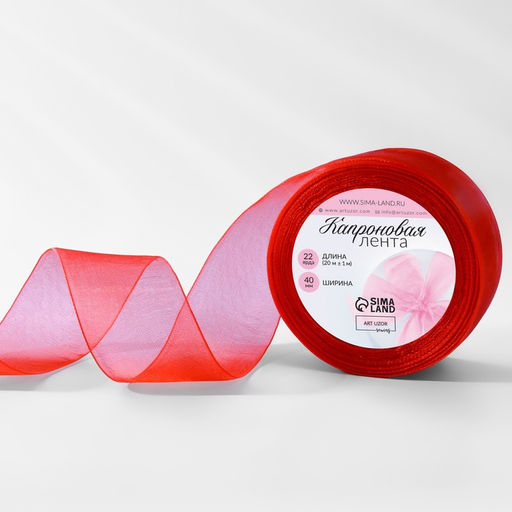 Лента капроновая, 40 мм, 20±1 м, красная, №26