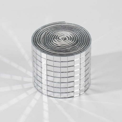 Зеркальная мозаика клеевая, 0.5×0.5 см, 8 рядов 4 см, 1±0.1 м, серебряное стекло