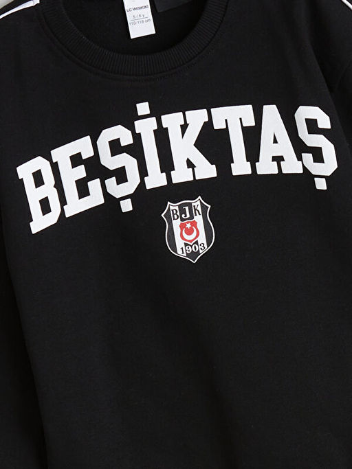 Bisiklet Yaka Be?ikta? Bask?l? Erkek ?ocuk Sweatshirt