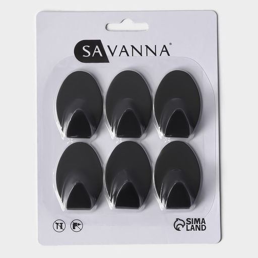 Крючки самоклеящиеся SAVANNA Black Loft, 6 шт., металл, 1.95.33.5 см, чёрные  фото 5