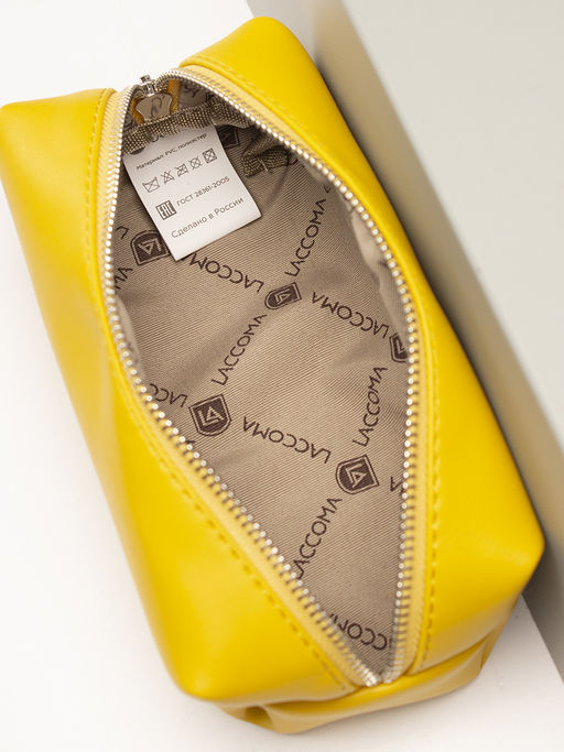 LACCOMA косметичка Гретта-Ф826-желтый эко кожа хлопок  фото 4