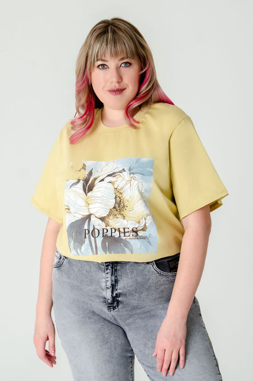 Арт. 3-1154 Футболка женская 50-58 (5 шт) Цвет:горчичный - Калинка фото 2