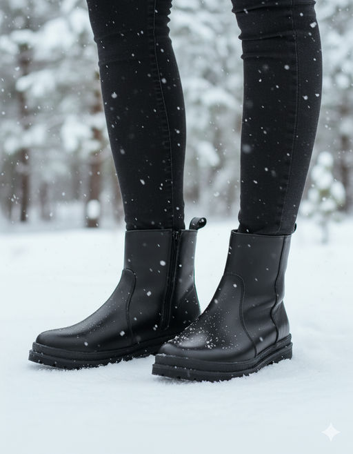 Ботинки женские на литой подошве, кожа, овчина, молния. - Рошва фото 11