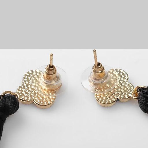 Серьги Кисти, цвет чёрный в золоте, L кисти 8,7 см - Queen fair фото 2