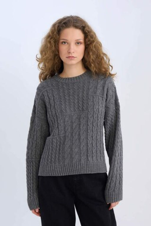 Coool Oversize Genis Kal?p Bisiklet Yaka Triko Kazak - Defacto фото 2