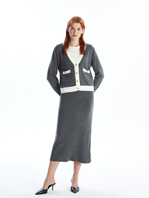 Kad?n Beli Lastikli D?z Triko Etek