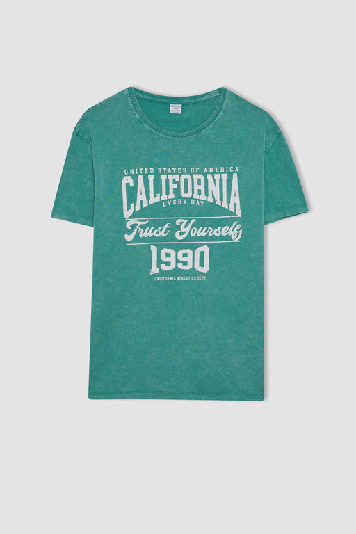 Футболка стандартного кроя с круглым вырезом и короткими рукавами с принтом - Defacto фото 7