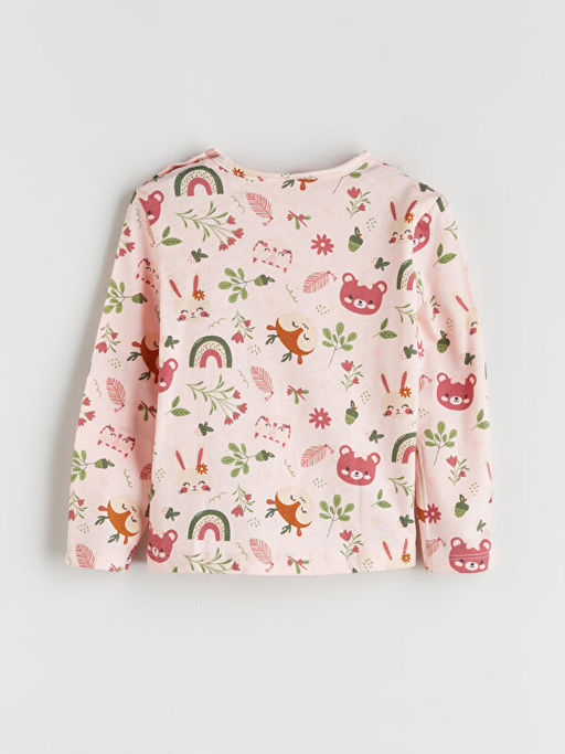 Bisiklet Yaka Bask?l? K?z Bebek Ti??rt