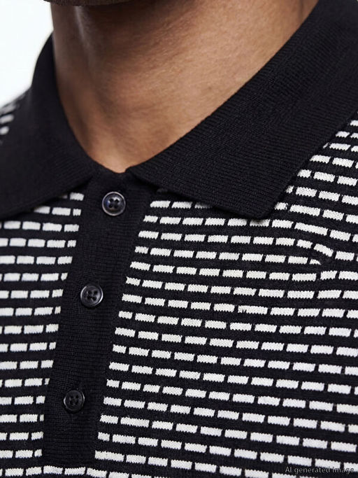 Polo Yaka Desenli Erkek Triko Kazak