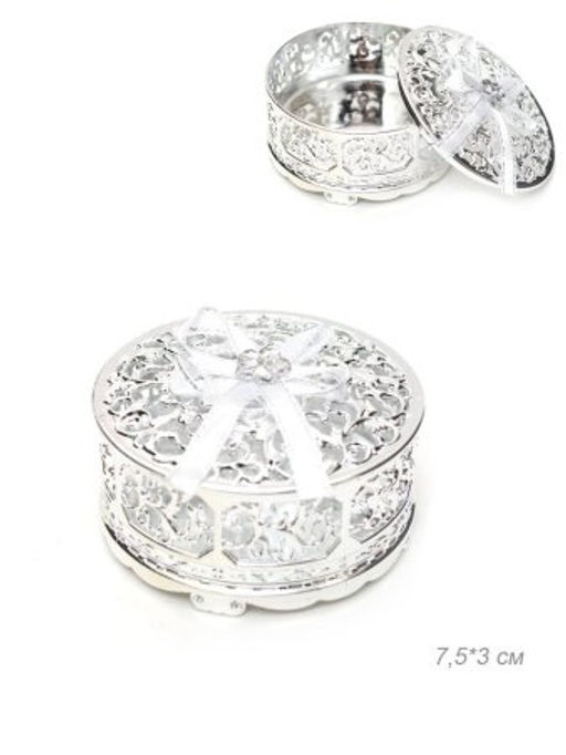 Цена за 12 шт. Шкатулка круглая 7 см / 537-10 /уп 12/600/микс - Галеонтрейд фото 2