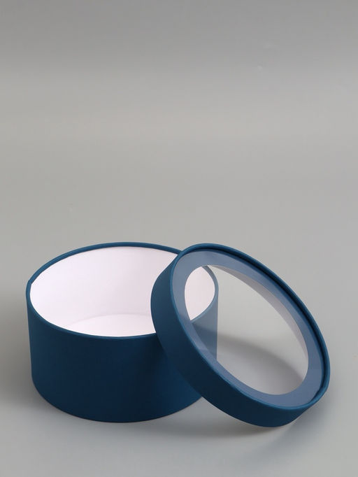 Подарочная коробка, морской, завальцованная с окном, 21 х 11 см