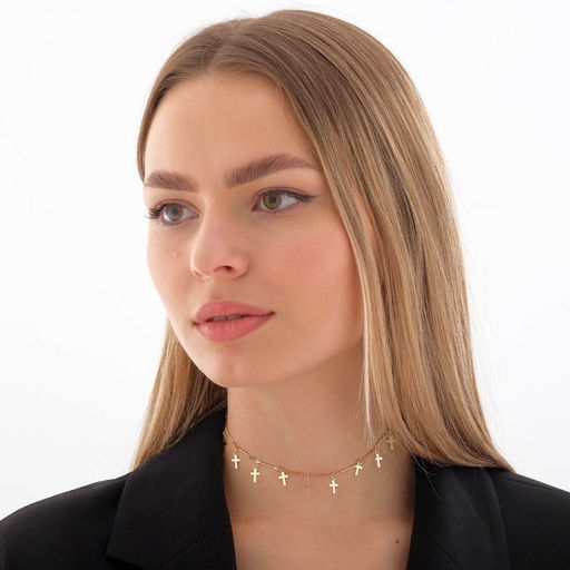 Чокер Металлика крестики, цвет золото, L=30 - Queen fair фото 3