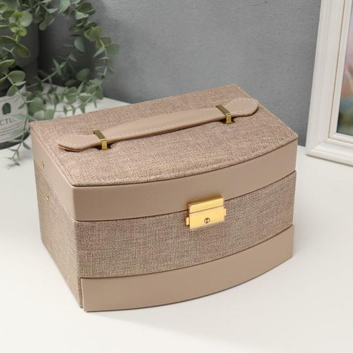 Шкатулка кожзам для украшений Мокко комбинированная 13х15х21,5 см