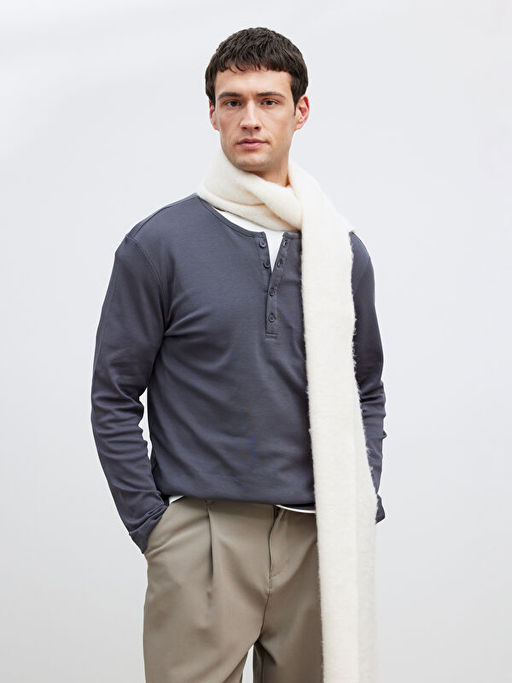 D??meli Bisiklet Yaka Yaka Uzun Kollu Erkek Ti??rt