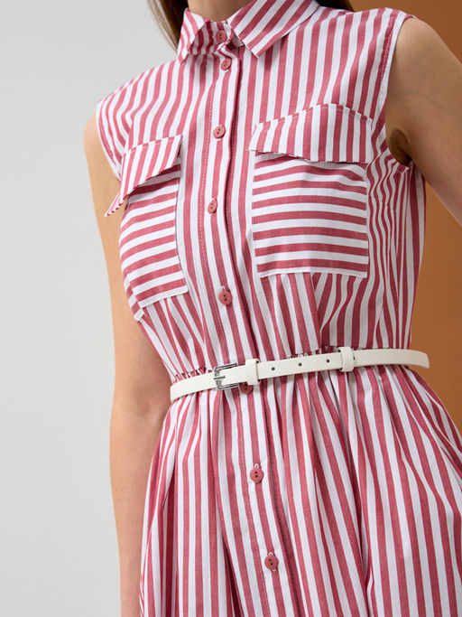 Платье хлопок OD-800-1 полоса бордовая