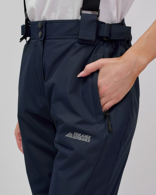 Горнолыжный костюм женский зимний темно-синего цвета 02803TS