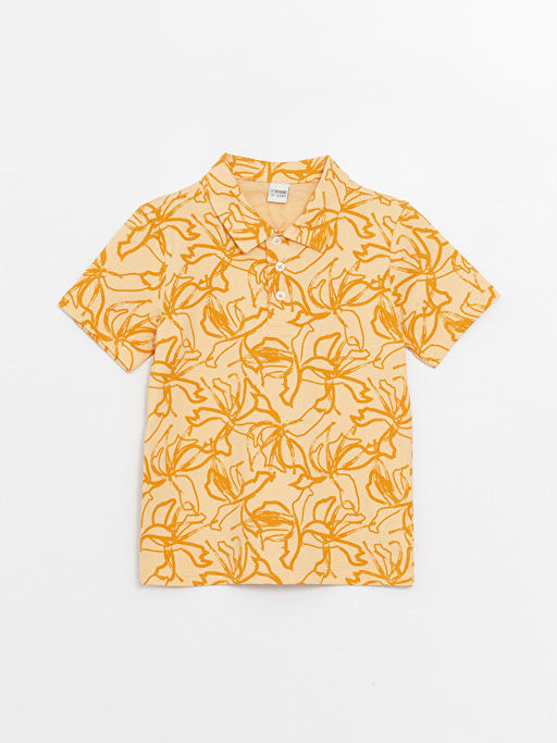 Polo Yaka Bask?l? K?sa Kollu Erkek ?ocuk Ti??rt