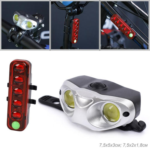 Набор фонарей передний и задний COMIRON NOTABLE корпус: ABS; аккум Lithium перед-1200 mAh, зад-250 mAh; USB. /уп 60/ - Галеонтрейд фото 2