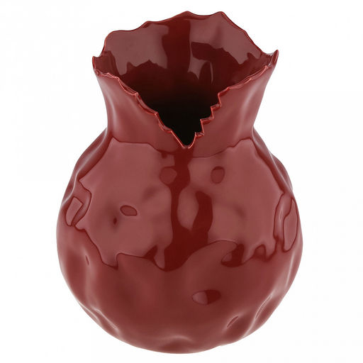 Ваза для цветов фарфоровая "Гранат" 1,7л, д16см, h19,5см, асимметричное горло д11,5см, фактурная глазурь, нескользящее основание, гранатовый, в коробке (Китай)