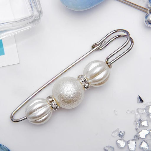 Цена за 2 шт. Булавка «Зефир» 7 см, белая в серебре