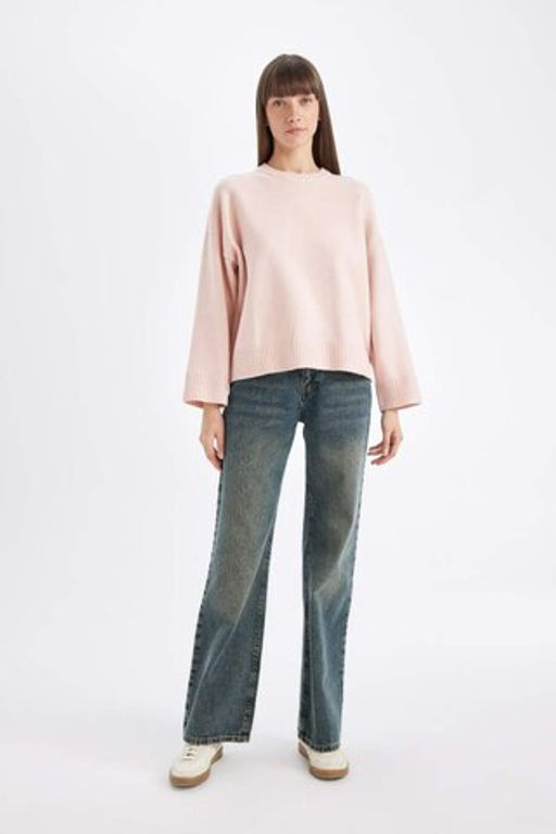 Свитер оверсайз с круглым вырезом - Defacto фото 2