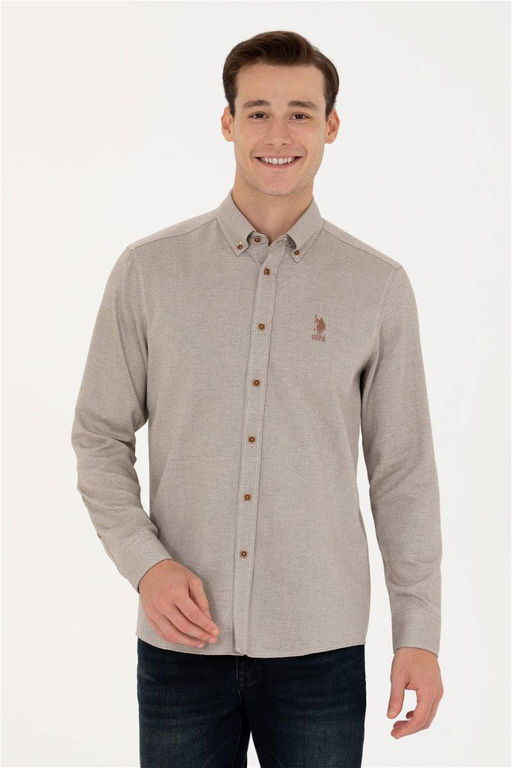 U. S. Polo Assn / Мужская рубашка с длинным рукавом кокосового цвета - U.s. polo assn фото 10