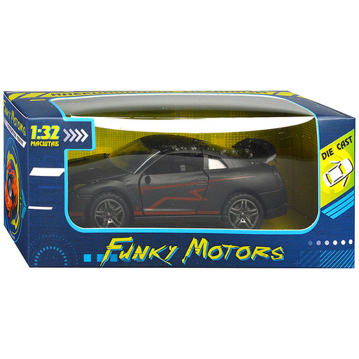 Чёрная инерционная машинка Спорткар со спойлером die-cast,1:32, открывающиеся двери