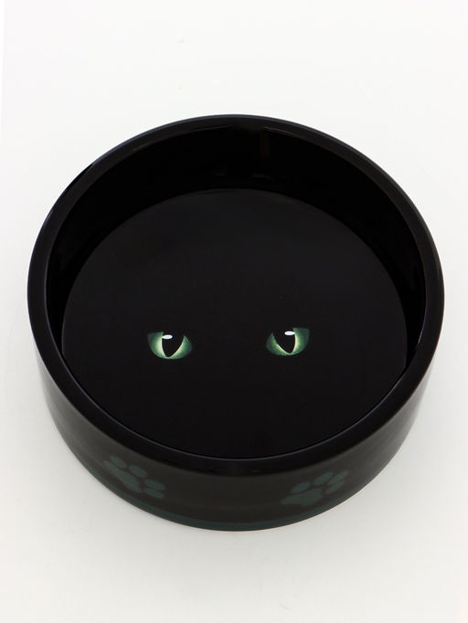 Миска керамическая Черный кот 300 мл - 12.512.54.5 см, черная/зелёная - Пижон фото 3