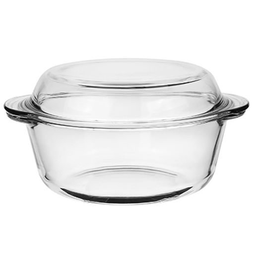 "Borcam" Форма стеклянная жаропрочная 1,45л, д41см h19см, стеклянная крышка, цветная коробка, Pasabahce (Турция)