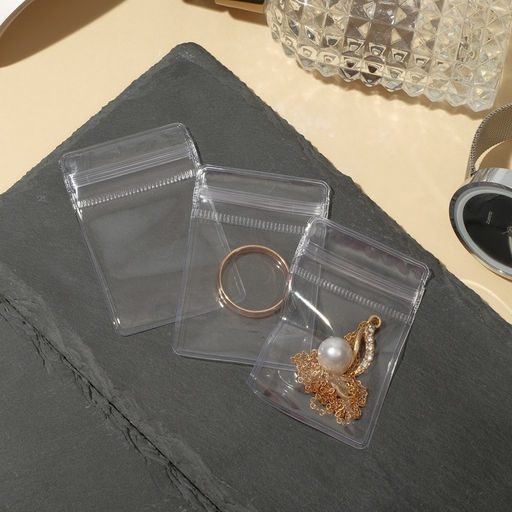 Органайзер-упаковка набор для хранения украшений QF, с зип-лок замком 10 шт., 6?4 см, прозрачный