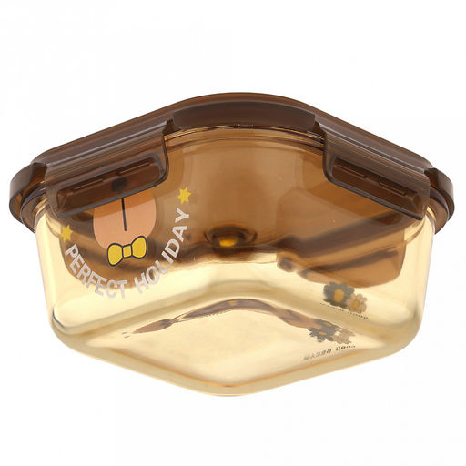 "Мишины мечты" Контейнер стеклянный 780мл, 14,8х14,8см h6,3см, боросиликатное стекло, с деколью, цвет - медовый, квадратный, пластмассовая крышка с пароотводом, герметичная, с клипсами, с силиконовым уплотнителем (Китай)