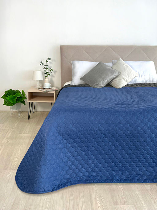 Покрывало микрофибра ПМ-110 графит/синий