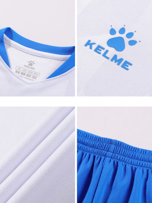 Детская футбольная форма KELME Short-Sleeved Football Suit (White/Blue)