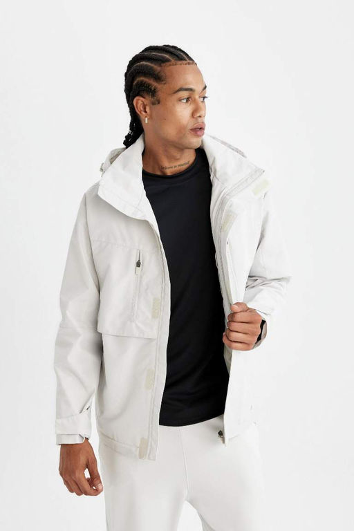 Водоотталкивающее водонепроницаемое пальто с капюшоном стандартной посадки DeFactoFit  фото 6