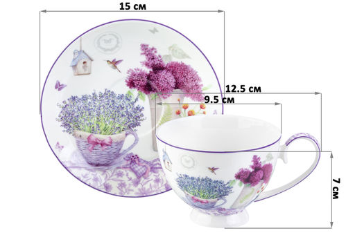Чайн. наб. 12 пр. 300 мл Лаванда на ножке, NEW BONE CHINA - Elan gallery фото 3